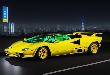 Lamborghini, tokyo, night time, neon lights