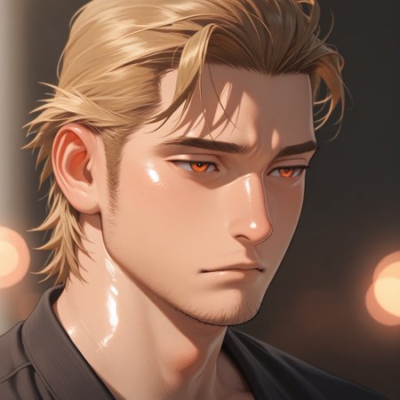 masterpiece, best quality, amazing quality, absurdres, newest, detailed background, definition so sharp, Ultra-HD, 8K cinematic, very awa, impressionate, amazing quality, highres, 
solo, male focus, manly, plump, shadow, shiny skin,
ekusoushizumu, ekusou_brunette, ekusou_orange eyes, 1boy, short hair, sideburns, stubble, soft_focus, ethereal, dreamy, pastel_colors, bokeh, blurry_background, gentle_expression, serene, melancholy_beauty, subtle_glow, airy, wispy_hair, close_up, portrait