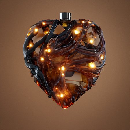 heartart,realistic wood heart  made out of  wood, (lights:1.5),  photohelper, render, cgi, 3d, extremely detailed,colored backdrop