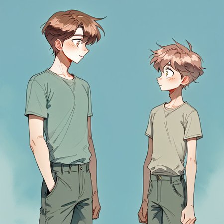 (Pencil_Sketch:1.2, messy lines, greyscale, traditional media, sketch), unfinished, hatching (texture),((growth sequence)), ((grow timelapse)), ((two friends comparing who is taller)), ((tall man comparing height with a  skinny twink)), ((tall man and short man)),  ((height difference)), ((size difference)),2boys, ((young face), (skinny twink), ((shorter twink)), clothed, 2boys waring boy clothes, (young faces), ((2.3 meters vs 1.7 meters of height)) ,skinny boy, medium hair, brown hair,