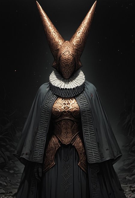 ((zPDXL3)), (SuperQuality:1.0) ~ (SuperQuality:1.2), score_9, score_8_up, score_8, Science Fiction, Star Wars, perfecteyes, ultra detailed, high resolution, high quality, masterpiece, intricate details, intricate body, intricate landscape, knva, Expressiveh, European Instagram Model, low light, muddy wasteland, No Man's Land, trenches,
BREAK
1girl, solo, source_cartoon, mature female, artillerywitch, helmet, neck ruff, cape, armor, looking at viewer, (closed mouth),