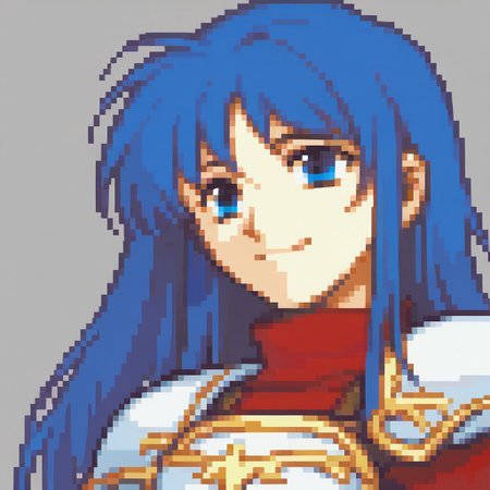 score_9, score_8_up, score_7_up, source_anime BREAK 1girl, solo, <lora:zs_FEGBAPortraitsXL:1> fegbaportraits, portrait, white background,  <lora:caeda-fe-richy-v1_pdxl:1> caedadef, blue eyes, blue hair, long hair, bangs, turtleneck, red shirt, shoulder armor, pauldrons, breastplate,smile