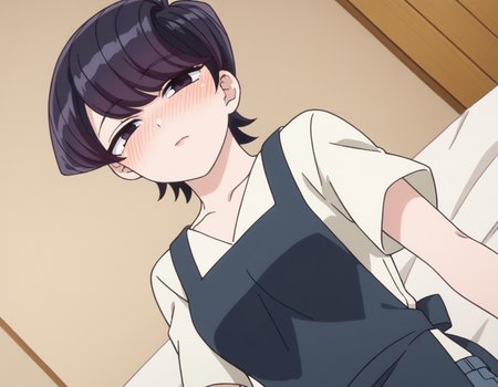 score_9, score_8_up, score_7_up, source_anime,
shuukokomi, <lora:shuuko-komi-s1s2-ponyxl-lora-nochekaiser:1>,
shuuko komi, short hair, black hair, black eyes, half-closed eyes,
shirt, white shirt, short sleeves, pants, apron, denim, jeans, blue apron,
indoors, bed, bed room, on side, blush, drunk,
looking at viewer, cowboy shot, dutch angle, solo,