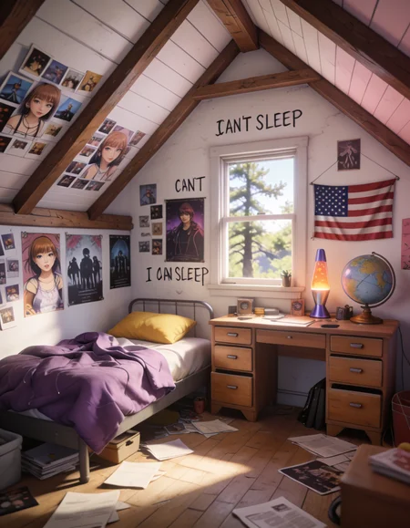 Teenage attic bedroom pony
