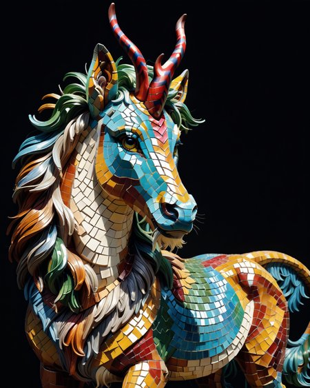 score_9, score_8_up, score_7_up, intricate details, rating_safe,
 <lora:MosaicStyle:1>,
1boy(Mosaic, made from colored stone pieces, 
feral furry, kirin, 
full body, looking at the viewer, solo, smiling), black background, 
<lora:ral-chrosc-clr:0.3>, ral-chrosc-clr,
<lora:xl_more_art-full_v1:0.3>,
<lora:add-detail-xl:0.3>