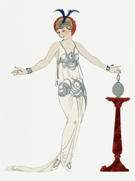 <lora:sdxl_George barbier v1.0:1>,george barbier,white background,  1920s fashion, 1girl, solo, dress, closed eyes, simple background, full body, bracelet, jewelry, standing, white dress, hands up, white footwear, masterpiece, best quality,absurdres,highres,ultra detailed,official art,
BREAK