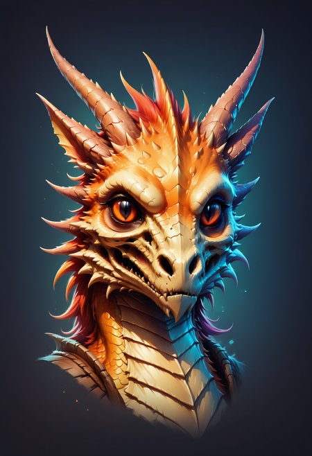 Faded Headshot, faded bottom, faded edges  <lora:FadedHeadshot:1>,score_9,score_8_up,score_7_up,score_6_up,score_5_up,score_4_up  , cinematic, serene natural scene, a cute furry dragon woman wearing a skull mask, bright colors, high contrast, dark background, vivid lighting