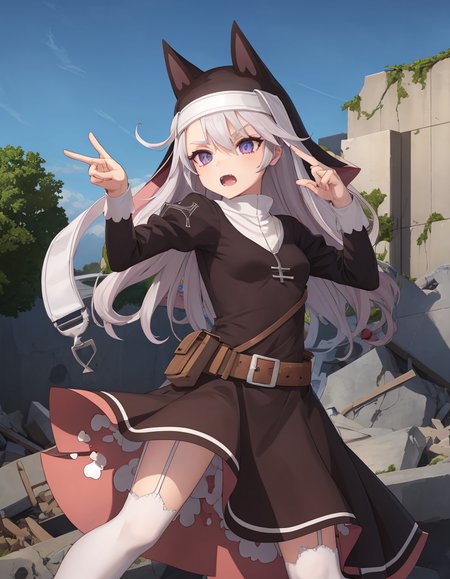 (extremely detailed CG unity 8k wallpaper),(masterpiece), (best quality), (ultra-detailed), (best illustration),(best shadow), (sharp eyeliner, eyeshadow, detailed eyes:1.2), ruins, rubble, destruction, battlefield
,BREAK
(p7:1.2), holding handgun, dynamic pose
<lora:P7:1>