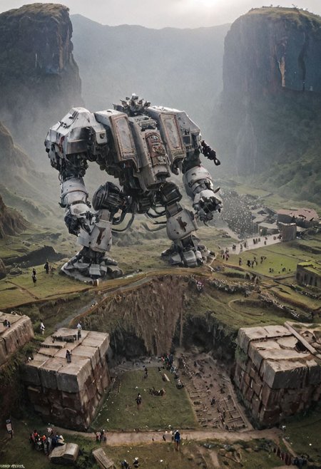 (Huge mecha robots carry huge stone blocks:1.5), 
(Ancient megalithic civilization, Azka Lines, on Easter Island:1.1), (The colonial city of the future, in the mist-filled Grand Canyon, on an unknown Earth-like planet, 2 moon on sky, Spaceship flight connects colonies, waterfulls:1), (Machu Picchu, a mountain settlement, incredibly spectacular:1),  (avant-garde, future, reality, science fiction, photorealistic), White limestone with black granite, fountain, waterfall, landmark, square, path, narrow street, (Large Files, Ultra Realistic, 8K, 16k, FHD, HD, VFX, Perfect, Photography, composition, Architecture Sales Photography, Architecture Competition, Ultra High Resolution, Cinematography, High Resolution Image:1), (dramatic lighting, direct sunlight, ray tracing, clear shadow:1), (real landscape:1), (blurred background:1.0), (urban background, more_details) ,
extremely detailed, industrialbuilding, drdnght machine, spstation, mayamaze, caveruinsAerial