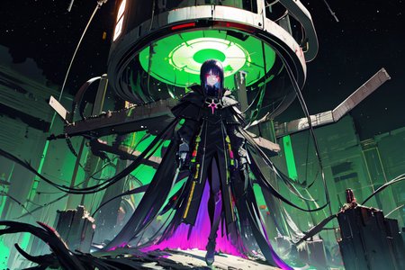 highly insanely detailed, masterpiece, top quality, best quality, highres, 4k, 8k, RAW photo, (very aesthetic, beautiful and aesthetic),  
tsutomu nihei,nihei_tsutomu,blame!,blame gakuen!,abara,TNstyle,sidonia_no_kishi,buildings,mist,smoke,fog,machinery,tentacles,lantern,clouds,light particles,bones,dark sky,black sky,drainpipe,wire,dome,cables,tubes,industrial pipes,toha heavy industries,gauna,gauna mech,star \(sky\),starry sky, 
<lora:blamev2:0.3>, 
(1girl:1.3), 
solo focus, 
Clathrus_ruber,Lactarius_indigo,Mycena_chlorophos,mushroom,pure green background,pure magenta background,(fluid color background,Abstract colored fractal background,colour sequence background),âââ