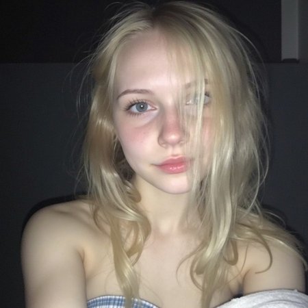 amateurish photo, s3lfi3, low lighting, underexposed, eerie atmosphere, smeared background, young blonde woman, 18yo, petite, Scandinavian, close-up, towel slipping off, bare shoulders, bare arms, bare upper chest, photorealistic, low-angle selfie photograph, natural complexion, pale fair light ageless skin, blue eyes
