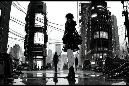 highly insanely detailed, masterpiece, top quality, best quality, highres, 4k, 8k, RAW photo, (very aesthetic, beautiful and aesthetic),  
tsutomu nihei,nihei_tsutomu,blame!,blame gakuen!,abara,TNstyle,sidonia_no_kishi,(deep horizon,giant room,space,spacecraft,city ruins,mausoleum,tower),letterboxed,air conditioner,wire,cables,tubes,industrial pipes,star \(sky\),starry sky,clouds,tentacles,light particles,machinery,lantern,drainpipe,bones,buildings,toha heavy industries,ventilation fan,ventilation shaft, 
<lora:ABARA:0.6>, 
(1girl:1.3), 
solo focus, 
((pedestrian hell)),((busy street in taiwan)),taipei road,scooter,motorcycle,wind,trees,crowd,traffic light,road sign,cityscape,shopping,storefront,signboard,building,greenery,city-life-overload,night,neon lights,((raining)),rain,wet street,reflection,wet clothes,off-white white background,âââ
