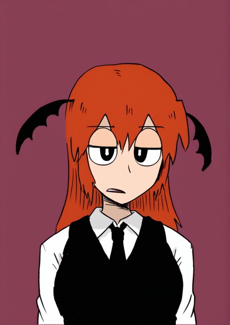 1girl,koakuma,demon girl,demon wings,red hair, head wings,  <lora:nice_tackãã¤ã¹å®:1>