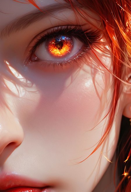 score_9, score_8_up, score_7_up, Girl's profile picture, fire hairs, fire around, fire eyes, red skin, realistic skin texture, detailed picture, close-up, HD32k