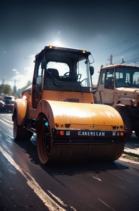 score_9, score_8_up, score_7_up, realistic, soft lighting, <lora:Road roller:0.8> vehicle focus, ground vehicle, motor vehicle, car