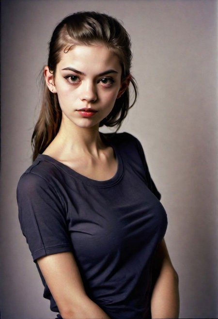 Photorealistic image of an young woman, 25yo, professional studio photograph, grrrl, Gopn1k, random pose