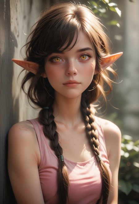 score_9, score_8_up, score_7_up, rating_safe,
1girl, solo, pink tank top.
<lora:Dark_Caraleth_Pony_v1.0:0.6> d4rkc4r4l3th, low twin braids, yellow eyes, pointy ears,