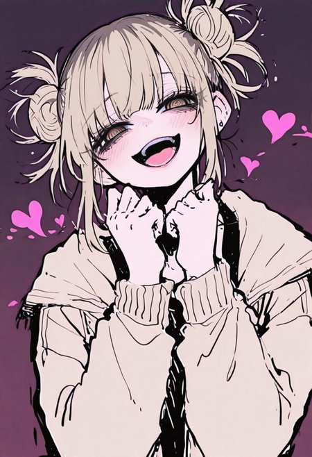 1girl, solo,
dynamic composition, yandere pose,

Himiko Toga, blonde hair, yandere expression,

Flatline, Flat vector illustration, jacket, ma1ma1helmes_b_illu,sketch, artist:moriimee