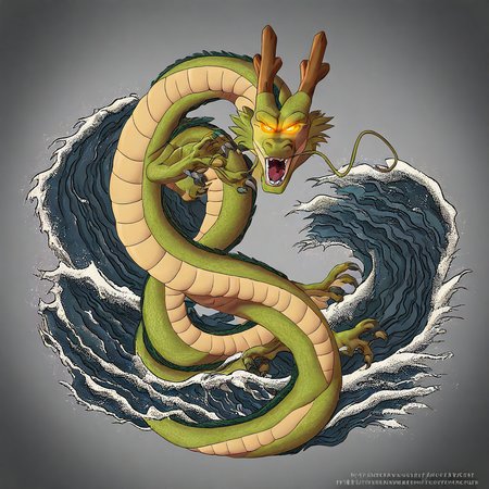 web address, dragon boy, glowing, looking at viewer, grey background, no humans, waves, yaoi, day, open mouth