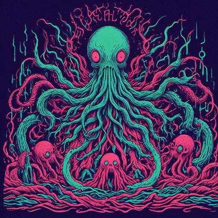 score_9, score_8_up, score_7_up, score_6_up, three_color_engraving, easynegative, cthulhu, neonnightmare, octopus tentacle, cosmic horror, BREAK, BREAK, background: (hell)
