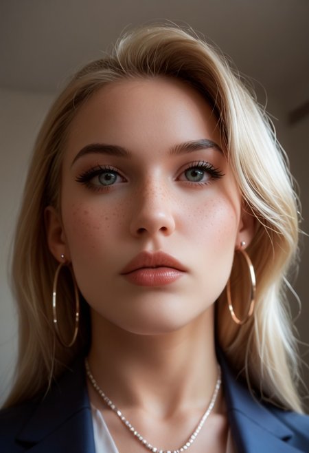 score_9, score_8_up, score_7_up, score_6_up, 1girl playful, mouth slightly open, ((perfecteyes)), (close up shot), ((face shot)), (facial photo), a bright meeting room, blonde hair, long intricate hair, pale skin, freckles, face focus, very large fake breasts, round tits, natural skin, blazer, ((pencil skirt)), necklace, jewelry, hoop earrings, rings, legs crossed, very tall white high heels, low light, seductive, supermodel, gorgeous, depth of field, shadows, dramatic lighting,  candid, perfect eyes, fluorescent lighting, natural light, light particles,