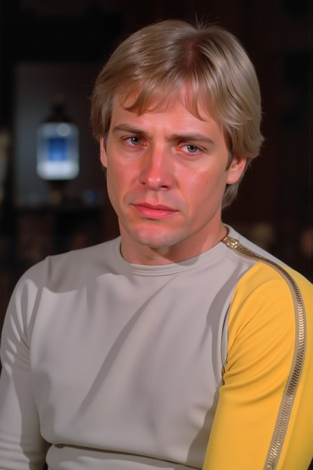 man with messy blond hair in s1999unf uniform,yellow left sleeve<lora:S1999_FLUX><lora:aidmaMJ6.1-FLUX-V0.1:0.6><lora:Movie_Portrait><lora:Flux DetailerV2>