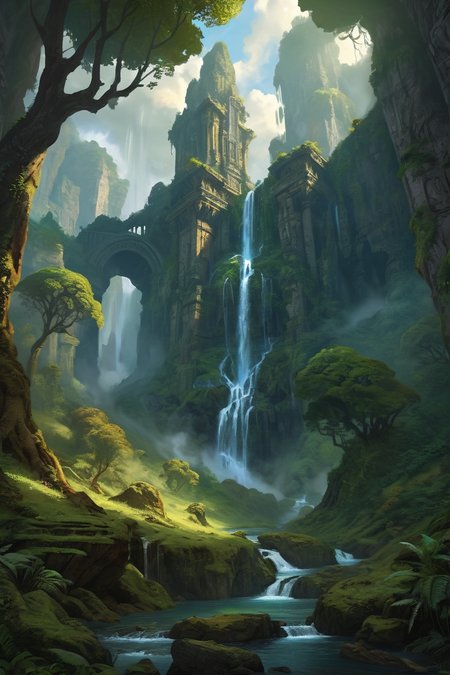 misty forest waterfall cascading into ancient stones ,primeval jungles where stone-age shamans commune with volcano gods, the canopy alive with ghost panthers, midday,weather sweaty in the rain cinematic view, epic sky, detailed, concept art, low angle, high detail, warm lighting, volumetric, godrays, vivid, beautiful, trending on artstation, by jordan grimmer, huge scene, grass, art greg rutkowski,
 <lora:detailed_notrigger:0.7>, <lora:add-detail-xl:0.3>, oil painting art style from Renaissance period, masterful composition, Renaissance mood, renaissance oil painting, brush strokes, Baroque art style, dynamic composition, dramatic lighting, rich colors, intricate details, professional-grade execution, captures the grandeur and theatricality of the Baroque period