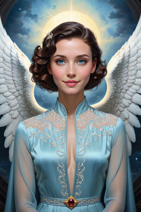 angel  by Tom Bagshaw and Natalia Rak  <lora:more_art:0.35> <lora:RMSDXL_Enhance:0.50> <lora:RMSDXL_Creative:0.50> <lora:RMSDXL_Photo:0.50> <lora:RMSDXL_Darkness_Cinema:0.50> <lora:clothing_slider:1.50> <lora:great_lighting:1.50> <lora:aesthetic:1.50> <lora:looking_at_viewer:1.50> <lora:photorealistic_portrait_v2:0.25> <lora:attractive_v2:0.15> <lora:extremely_detailed_v2:0.25> <lora:add_detail:0.25> <lora:perfect_eyes:0.25> <lora:perfect_hands:0.50> <lora:midjourney:-0.15>