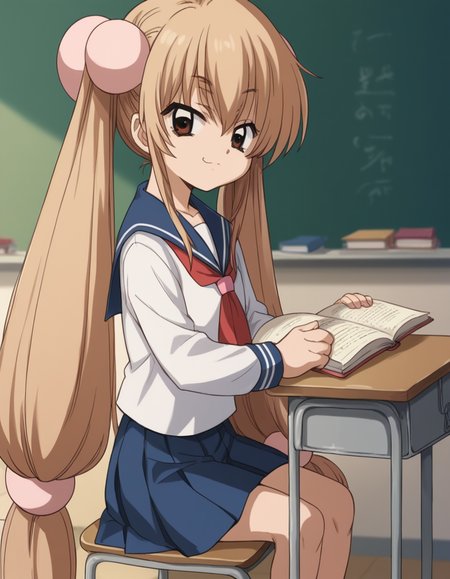 score_9, score_8_up, score_7_up, source_anime, <lora:rin-kokonoe-s1-ponyxl-lora-nochekaiser:1>, rin kokonoe, long hair, brown hair, hair ornament, twintails, brown eyes, very long hair, hair bobbles,, school uniform, serafuku, long sleeves,, classroom, chalkboard, day time, studying, sitting, chair, desk,, , smug, hands on hips,, looking at viewer, solo,, dutch angle, cowboy shot