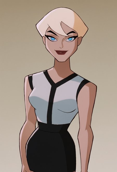 <lora:ChelseaBatmanBPony1.0:1> chelsea, 1girl, solo, blonde hair, short hair, white shirt, blue eyes, lipstick, black skirt, score_9, score_8_up, score_7_up, score_6_up, score_5_up, score_4_up, looking at viewer, smile,