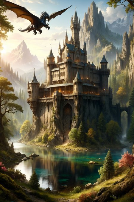 In the realm of High Fantasy, where imagination knows no bounds, fantastical scenes unfold in a tapestry of otherworldly wonders. Picture a world where the laws of physics yield to the whims of magic, and where reality itself is but a canvas for the extraordinary.
Imagine a sprawling landscape that defies logic and reason, where majestic castles perch atop colossal ships that sail through the skies as easily as a gull rides the wind. These floating fortresses, adorned with ornate spires and shimmering banners, evoke a sense of grandeur and majesty that is unmatched in any mortal realm.
Beneath these soaring vessels, the world unfolds in a panorama of breathtaking beauty and perilous adventure. Crystal-clear lakes reflect the vibrant hues of an ever-changing sky, while ancient forests whisper secrets long forgotten by time. Mountains rise like titans, their peaks lost in the ethereal mists that cloak the highest reaches of the realm.
Magical creatures, both wondrous and terrifying, roam the land. Dragons soar overhead, their majestic wings casting shadows that dance across the landscape. Unicorns prance through sun-dappled glades, their coats shimmering with an otherworldly glow. And in the depths of enchanted forests, mythical beasts slumber, waiting to be awakened by heroes bold enough to seek their ancient wisdom.
The cities of this realm are marvels of architectural splendor. Elaborate spires reach towards the heavens, their intricate designs a testament to the craftsmanship of a bygone era. Marketplaces bustle with traders hawking exotic wares from distant lands, while scholars and mages gather in arcane academies to unlock the mysteries of the cosmos.
But amidst the beauty and wonder, danger lurks in the shadows. Dark forces conspire in hidden strongholds, plotting to unleash chaos upon the world. Heroes and heroines rise to the challenge, wielding ancient relics and powerful spells in a battle for the fate of the realm.
In the realm of High Fantasy, where imagination knows no bounds, every corner holds a new adventure, and every moment is a chance to discover the extraordinary.
<lora:add-detail-xl:0.85>,
<lora:EnvyBetterHiresFixXL01:1.0>,
<lora:extremely_detailed:1.0>, extremely detailed,   
 <lora:ral-fntsyrlms-sdxl:0.85> ral-fntsyrlms,