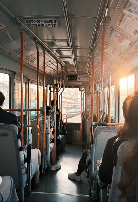 ,ruanyi1016,bus interior,standing,office lady,<lora:1016 bus interior_v1_pony:1>, score_9, score_8_up, score_7_up, score_6_up, score_9, score_8_up, score_7_up, score_6_up source_anime, blush, 1girl, seduce smile, perfect body , natural huge breasts
