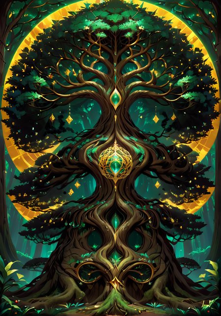 cybernetic robot (Maximalist Painting:1.3) of (Visual novel:1.3),(Amusing:1.3) Hunter Green,  beautiful, symmetric,     Ivory,    Amber, Gold, Silver,  Diamond, Topas,   Regular pattern,   Flower, Ring, Fractal, Person, Object,    embroidery,   A reclusive artist with bioluminescent paint, creating masterpieces that glow with an inner light. Calligraphy: Artistic handwriting or lettering, often found in manuscripts and documents.,Mystical Talisman: An amulet believed to possess magical powers for protection or bringing good fortune. <lora:fantasy_world_pony:1>, <lora:Yggdrasil_V1_SDXL:1> yggdrasil,(by Artist Alberto Vargas:1.3),(by Artist Ralph Gibson:1.3),(by Artist Tom Whalen:1.3),(Neo-Primitivism:1.3),(Hardcore Art:1.3),(Suprematism:1.3),(Desaturated:1.3), android, AI, machine, metal, wires, tech, futuristic, highly detailed