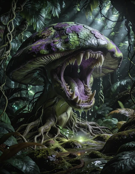 enormous carnivorous mushroom illu