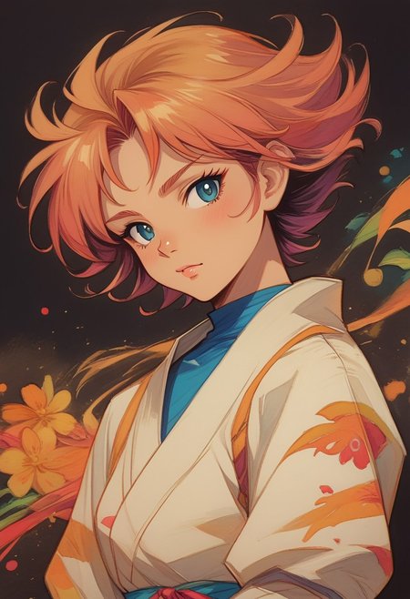 watercolor \(medium\), traditional media, ncpy13 style, pastels drawing, abstract painting, <lora:ncpy13 style:1>, score_9, score_8_up, score_7_up, Detailed, semi-realistic 90s dark fantasy anime, Vintage,1990s \(style\), perfect eyes, partially illuminated, GLSHS, InkToon, 
BREAK
1woman, 25yo, mature, Anime_source, (4k), depth of field, (Masterpiece), extremely detailed, intricate,hyper detailed, bokeh, high resolution, sharp detail, best quality, <lora:GoodHands-vanilla:0.4>, <lora:detail_slider_v4:0.8>, dynamic pose, (standing),  
dragon ninja