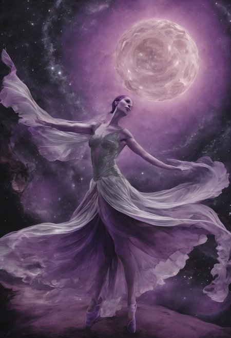 (thin, fine fractal glossy vivid colored ink sketch shiny contours outlines of a perfect physique female silhouette:1.3)
Watercolor Art, Dreamlike, soft-edged, (pastel shades),Resounding, intricate, (spectral colors), (an avant-garde piece of Abstract Fauvist Sound Art, The Sonic Sylph),
Veiled Echo of a Celestial Dancer: Graceful, ethereal, (hand-tinted), (an unmatched piece of Astral Romanticism, The Nebula's Ballet), cosmic stage of constellations, ballerina with a moonlit tiara:2.6 astronomer:0.3, stardust:0.4 dreamer, diary of comets, starlit:1.6, gaze reaching the infinite, silk and starlight as attire, (violet hues and cosmic silver:2.7) tranquil gravitas, choreographer, baroque, twirls witnessed by planets, antique camera obscura, astrophotography, silver gelatin, celestial luminescence, DSLR, 18k uhd, hdr, harmonious balance, conservatory precision, stellar brilliance.
<lora:xl_more_art-full_v1:1>