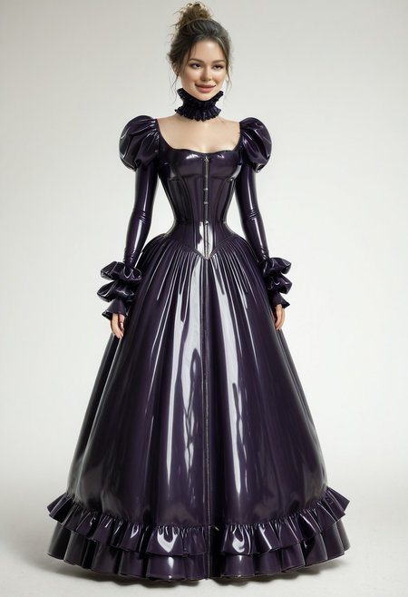concept art, realistic.
1girl, solo, cute face, sexy face, Sexy body, 
latex historical dress