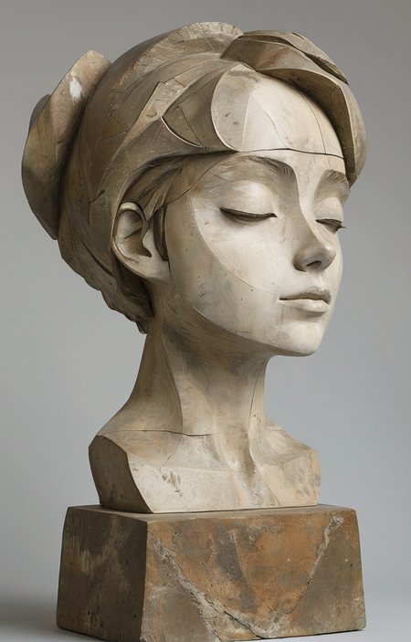masterpiece,best quality,<lora:tbh133-sdxl:0.9>,idolmaster cinderella girls,drawing,style of Raymond Duchamp-Villon,sculpture