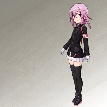 shiny skin,,1girl,,solo, score_9, score_8_up, score_7_up, source_anime,anime screencap,,smile,official costume,yotsuyu,pink hair,full,animacion_y,armband,black jacket,white miniskirt,white gloves,black thighhighs,black footwear,bodyng_deepnegative_v1_75t,an14ng_deepnegative_v1_75t