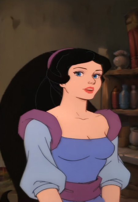 score_9_up, score_8_up, score_7_up, 1980s (style), retro artstyle, source_cartoon, rating_safe, solo 
HEASnowWhite, 1girl, black hair, long hair, very long hair, ponytail, hairband, blue eyes, red lips, lipstick, breasts, looking at viewer, indoors, dutch angle, portrait shot