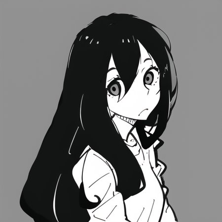 ((masterpiece)),(best quality), absurdres,sadako_yamamura,<lora:Sadakobest:0.8>,  <lora:dowmanSaymanStyle_v10:1>,doman sayman, crazy hair,bold lines, 1girl,solo, monochrome,