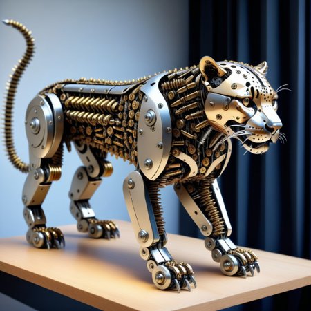 a jaguar, made out of Screws, photorealistic, full of details, detailed screws,