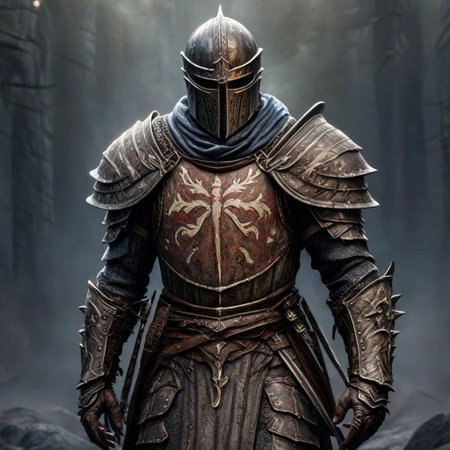 a daedrick knight from The Elder Scrolls stands in the middle of the frame, high detail, daedra, demonic armor, the elder scrolls,