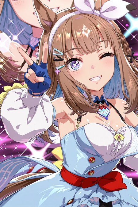 detailed background, shiny skin, posing,
<lora:almondeye.il:1>,
almondeye,
cross-shaped_pupils
bloom, glitter, sparkle, light grin,  light blush, one eye closed, peace,