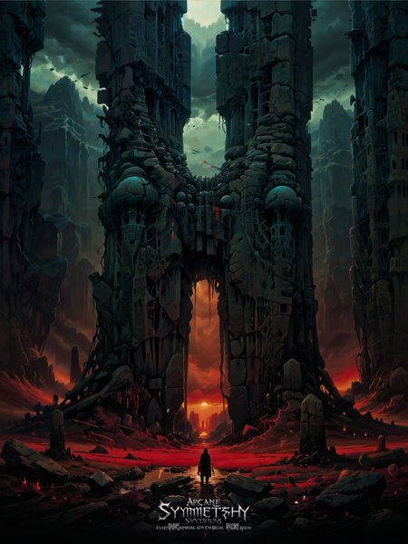 <lora:more_artful-xl:0.8> <lora:add-detail-xl:2.4> <lora:style-matte_black_contrast-xl-v3-by_tijuanaslumlord:0.2> <lora:style-zdzislaw_beksinski-xl-by_aderek514:0.5> <lora:envybetterhiresfixxl01-xl:0.0:hr=1.0> (vertical symmetry:1.1), vntblk, movie poster art, [night, stonehenge, (moon:0.6), intricately flowing light strands:famous artwork by zdzislaw beksinski and (dan mumford:1.2), ominous glowing ornate (extraterrestrial:1.1) artifact, (arcane and phenomenal:1.3) landscape with towering (obelisks:1.6) standing in a straight line, jagged rock formations, night sky, mysterious, ethereal, deserted, dark corners, obsidian black, scarlet red, white:14], ultra detailed