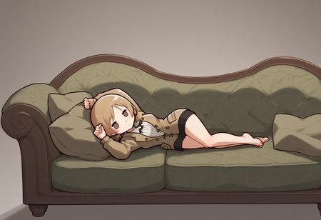 score_7_up, source_anime, uncensored BREAK
1girl, solo, <lora:draw_me_french_girl_meme:1> modeling, couch, chibi, dress, jacket
