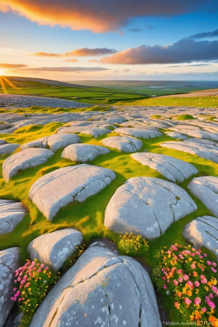 colorful fractal <lora:colorful_04_colorful_fractal:0.8>,
The lush, green expanse of the Burren in bloom, with its unique limestone pavements dotted with rare flowers, under the warm, vibrant light of a summer sunset.,
amazing, beautiful, breathtaking, astonishing, brilliant,