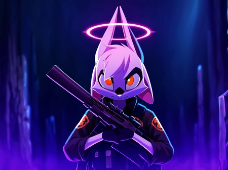 score_9, score_8_up, score_7_up, source_anime, BREAK <lora:Viriathus_Vayu_pony_v2:0.8>,
viriathus_vayu, , weapon, gun, halo, holding, holding weapon, holding gun,furry ears up, rifle, furry, orange eyes
