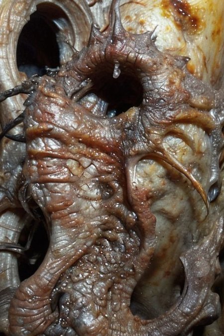 real pic of an organic abstract thing that in a medieval<zoom:0.8> village with mud and mold, realistic, real, hyper realism, hd, gore, horror, dark, fantasy, splatter, detail