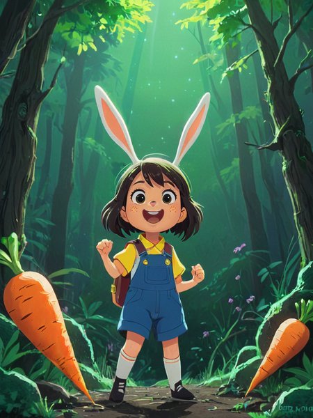 <lora:COOLKIDS_XL_0.3_RC:0.75> kid character,
Rabbit is my dope!, with a bag of carrots, golden ratio, fake detail, style of makoto shinkai studio ghibli genshin impact james gilleard greg rutkowski chiho aoshima
<lora:xl_more_art-full_v1:0.5> <lora:!action-sdxl-V0.5:1> in a zdyna_pose, dutch angle, from below, low camera angle actions scene, foreshortening,